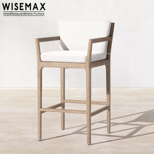 MUEBLES WISEMAX Muebles de Exterior Modernos, Silla de Bar de Madera Hecha a Mano, Taburete Alto <span class=keywords><strong>y</strong></span> Juego de Mesa, Silla de Comedor con Reposabrazos para Patio - Product Image 4