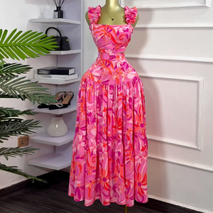 GX9104 Abbigliamento Estivo da Donna alla Moda, Nuovo Set Sexy di 2 Pezzi: <span class=keywords><strong>Top</strong></span> Senza Maniche Stampato e Gonna Lunga a Trapezio - Product Image 1