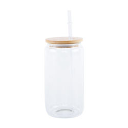 Glass Can With Straw And Lid