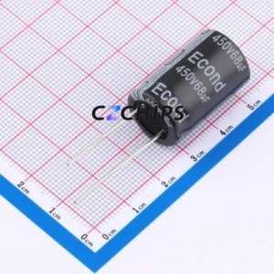 Condensateur électrolytique en aluminium à montage traversant 68uF450V16x25KM, D16xL25mm 68uF 20% 450V 420mA-120Hz - Product Image 1