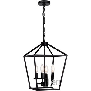 Lustre rétro américain en fer forgé à 4 têtes pour comptoir de café et salon à LED - Product Image 1