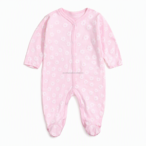 <span class=keywords><strong>Pijama</strong></span> de algodón suave para recién nacido, mameluco de manga larga con pies, unisex, para primavera y otoño, proveedor mayorista - Product Image 2