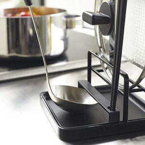 Organizador Multiusos para Encimera de <span class=keywords><strong>Cocina</strong></span>, Soporte para Tapa de Olla, Cuchara, Espátula, Bandeja de Drenaje Extraíble, Tabla de Cortar, Estante de Almacenamiento, Venta Al por Mayor - Product Image 4