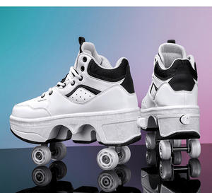 SeeMore <span class=keywords><strong>Zapatillas</strong></span> de Skate de 4 <span class=keywords><strong>Ruedas</strong></span> para Niños <span class=keywords><strong>y</strong></span> Niñas <span class=keywords><strong>Zapatillas</strong></span> de Deporte Unisex de Moda <span class=keywords><strong>con</strong></span> <span class=keywords><strong>Ruedas</strong></span> Zapatos Informales de Patinaje de Doble Uso - Product Image 4