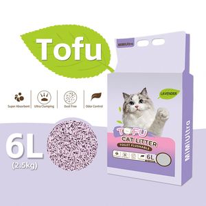Nouveaux produits : Litière agglomérante pour chat au tofu 6L, parfum lavande - Product Image 1