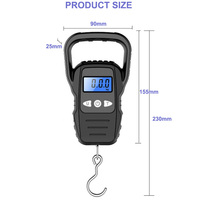 J & R haute qualité 50KG Portable bagages Balance poche poids balance crochet suspendu électronique balances de pêche