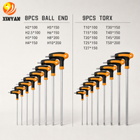 8 Buah Set Kunci T-Hex, Ujung Bola Baja CR-V & Torx, Kunci Allen dengan Lapisan Matt, Perkakas Tangan Industri untuk Perbaikan Otomotif & Mesin