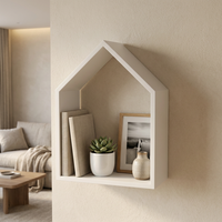 Étagère murale flottante en forme de maison en bois blanc pour la décoration de la chambre d'enfant et du salon