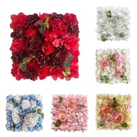 Susunan Panel Bunga Sutra Buatan dengan Mawar dan Hijauan Hydrangea untuk Pajangan Jendela Mal dan Fotografi Luar Ruangan