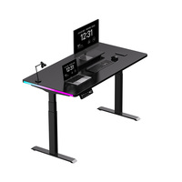 Bureau de jeu à éclairage RVB robuste réglable en hauteur OEM grande table de jeu pour ordinateur PC noir