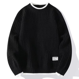 Cárdigan Grueso de <span class=keywords><strong>Hombre</strong></span> al por Mayor, de Moda, Holgado, de Invierno, Transpirable, Cálido, de Manga Larga, Tejido, de Cuello Redondo, de Color Grande - Product Image 1