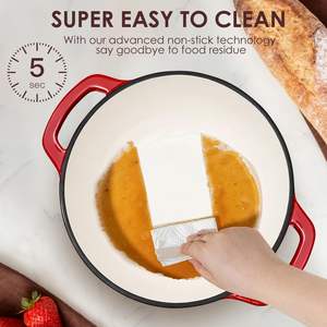 Marmite à soupe <span class=keywords><strong>en</strong></span> <span class=keywords><strong>fonte</strong></span> émaillée de haute qualité de 26 cm, faitout, <span class=keywords><strong>cocotte</strong></span> antiadhésive <span class=keywords><strong>en</strong></span> céramique, compatible avec diverses plaques de cuisson - Product Image 3