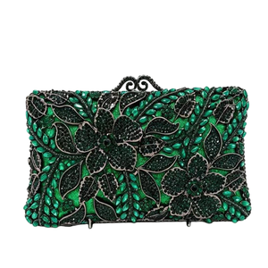 Bolso de noche llamativo con pedrería floral para mujer, práctico bolso de mano con cadena desmontable, brillante para eventos temáticos de cumpleaños - Product Image 6