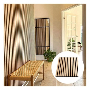 Panneaux acoustiques modernes en bois de chêne noir à lattes avec NRC 1.0, design 3D écologique pour solutions d'absorption acoustique en hôtel - Product Image 2