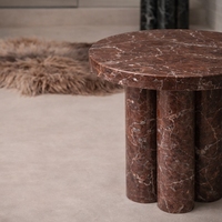 Table d'appoint en marbre Newstar, table d'appoint de luxe en marbre naturel, table de chevet Rosso Levanto