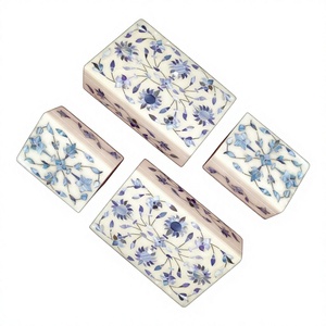 2024 nouveauté travail à la main bleu clair nacre incrustation conception coffrets cadeaux beau mariage prêt à expédier boîtes à bijoux - Product Image 1