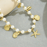 Collier de perles Ocean Wind Lady, pendentif en métal unique en forme d'étoile de mer et de coquillage, accessoire polyvalent