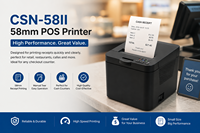Imprimante thermique de reçus POS Cashino CSN-58II 58 mm avec interface USB Bluetooth en stock