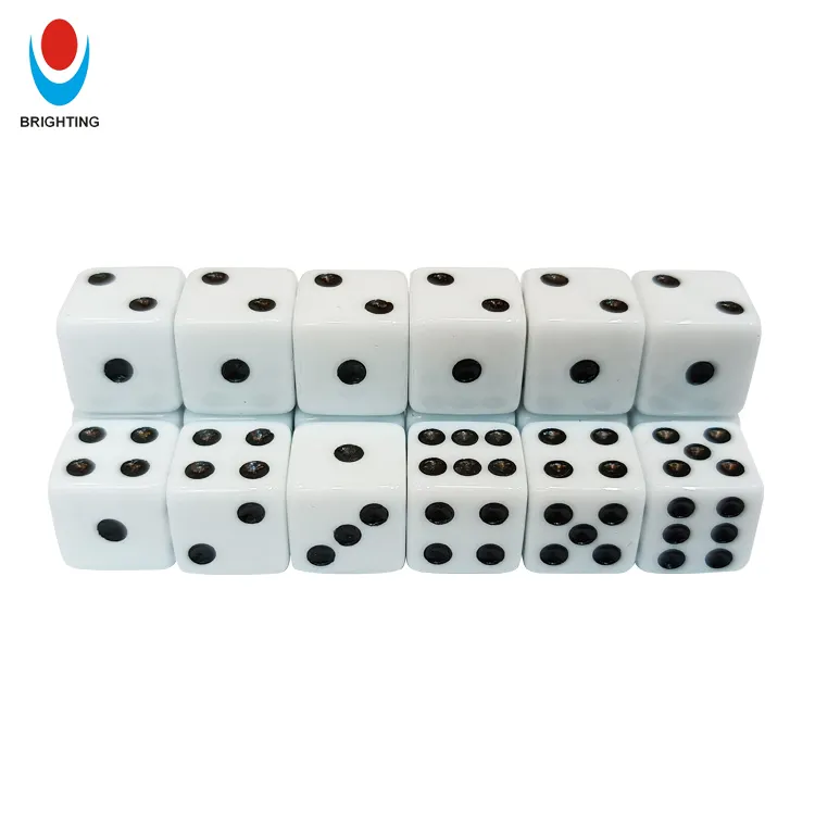 10Mm Putih Hitam D6 Sudut Persegi Mini Polihedral Dadu Kecil Dot Permainan Mainan Kasino Seni Potret Gambar Papan Permainan Dadu Kustom