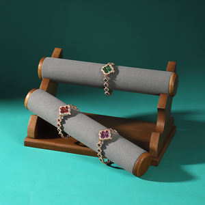 DIGU bracciale <span class=keywords><strong>in</strong></span> <span class=keywords><strong>legno</strong></span> staccabile a mano stand <span class=keywords><strong>in</strong></span> microfibra 3 Tier orologio porta gioielli Retro espositore per Expo - Product Image 4