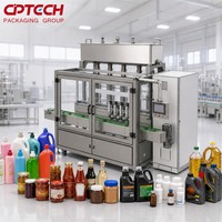 Machine de remplissage automatique CPTECH à 4 têtes avec suivi servo et convoyeur pour bouteilles en plastique de cosmétiques, aliments, boissons et shampoings