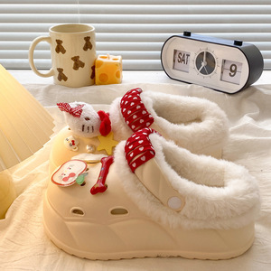 รองเท้าแตะแบบสวมครึ่งเท้าบุขนแกะสำหรับผู้หญิง รุ่นใหม่ประจำปี 2025 สำหรับฤดูใบไม้ผลิ ฤดูใบไม้ร่วง ฤดูหนาว พื้นหนาสองชั้น ทำจากผ้าขนสัตว์และผ้าฝ้าย อุ่นสบาย เหมาะสำหรับใส่กลางแจ้ง - Product Image 4