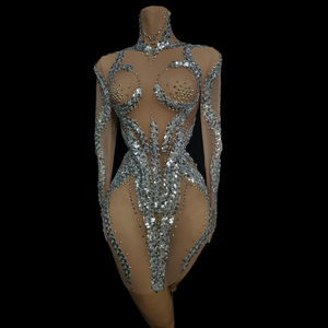 Vestido Mangas Compridas Lantejoula Rhinestone Night Club Party Mini Vestido Mulheres Curto <span class=keywords><strong>Prom</strong></span> Cocktail Lápis Vestido Showgirl Festival Wear - Product Image 1