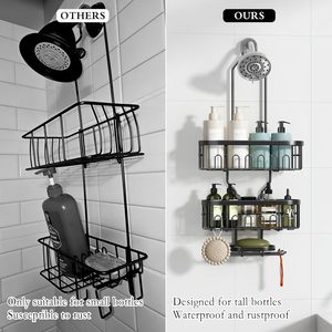 Estante organizador de baño metálico portátil OEM personalizado, montado en pared con ventosas, para colgar, de fábrica - Product Image 5