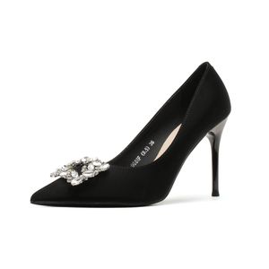 Zapatos de Tacón Alto para Mujer, Modelo 9888F-082, Satinados, Punta en Pico, Tacón de Aguja, Decoración de Cristal, Zapatos de Oficina, Tacón de 5cm/8cm - Product Image 5