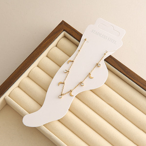 <span class=keywords><strong>Tobillera</strong></span> de Acero Inoxidable con Baño de Oro y Circonitas, Estilo Estrella de la Moda, con Huellas, Personalizada y Moderna para Mujer - Product Image 3