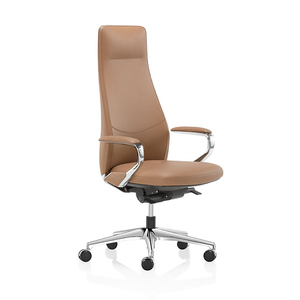 Chaises de patron modernes ergonomiques confortables et douces en cuir pivotantes à dossier haut réglables authentiques pour le bureau - Product Image 4