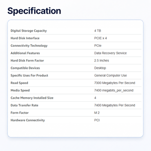 Disque dur SSD 4 To d'occasion 530R avec dissipateur thermique, disque SSD interne 4 To M.2 PCIe Gen4 NVMe 7400 Mo/s ZP4000GM3A073 - Product Image 2