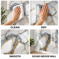 Papier peint auto-adhésif en marbre gris blanc or de 1 mm, feuilles IXPE de 1,2 x 3 m pour les murs décoratifs des chambres d'hôtel
