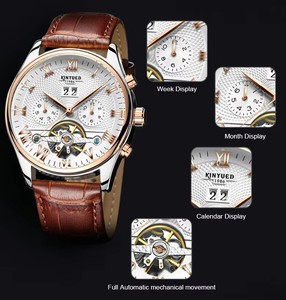 ดรอปชิปปิ้ง KINYUED นาฬิกาข้อมือผู้ชายแบบกลไก สายหนัง ระบบออโตเมติก กันน้ำ 3BAR ปฏิทินครบถ้วน ขายส่ง - Product Image 3