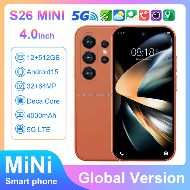 2026 New S26 Mini 5G Smartphone 4.0-inch 12GB+512GB HD Camera Global Version Dual SIM Android15 Ultra-Portable Mobile Phone
