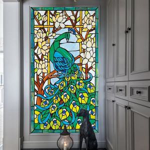 Panneau de vitrail Tiffany artisanal personnalisé, motif paon, épaisseur 5 mm, pour décoration murale ou fenêtre - Product Image 4