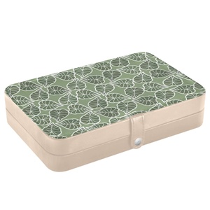 Portable Pu Leather Jewellery Ring Necklace Packing <b>Case</b> Rectangle Zipper Travel Jewelry Box Hawaii Kalo Print Storage Organizer - Product Image 3