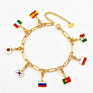 Breloques personnalisées drapeaux nationaux <span class=keywords><strong>pour</strong></span> bracelets DIY, en acier inoxydable plaqué or, vente en gros, <span class=keywords><strong>pour</strong></span> la <span class=keywords><strong>fabrication</strong></span> de <span class=keywords><strong>bijoux</strong></span> - Product Image 3