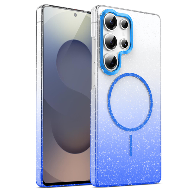 Wireless Glitter Magnetic Phone Case for Samsung S25 Ultra S24 S23 Plus S22 Shockproof Protection Mobile Cover