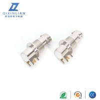 Connecteur RF PCB soudé BNC triaxial à angle droit en laiton nickelé 50Ohm