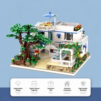 Set Blok Bangunan Vila Liburan Yunani Model Rumah Tiga Lantai Arsitektur Mediterania 3137 PCS DIY Hadiah Pajangan