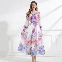 Robe élégante à manches longues et col en V en mousseline blanche taille haute coupe ajustée pour le printemps, tenue décontractée professionnelle, vente en gros