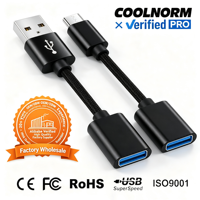 Kabel Adaptor CarPlay OTG untuk Mobil, Stok Pabrik Langsung, Tipe-C USB-A Female-ke-Male, Bahan Anyaman, Pengisian Cepat