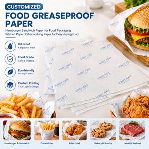 Custom Personalized Disposable Kraft Hamburger Wrapping <b>Paper</b> Single Side PE with Food-Safe <b>Greaseproof</b> Coating for Sandwiches - Product Image 1