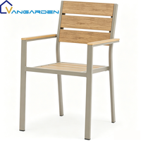 Ensemble table et chaises de salle à manger en plastique et bois, style minimaliste moderne, panneau imperméable à séchage rapide, structure en aluminium pour extérieur, jardin, hôtels
