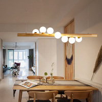 BGST Moderne Rustique Décor Linéaire Suspendu Pendentif Lumière Nordique En Bois Suspension pour Salle À Manger Cuisine Maison