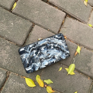 Sac à main de soirée de luxe pour femme, pochette à bandoulière, sac à main pour soirée, dîner, motif marbré, boîte carrée en acrylique - Product Image 4