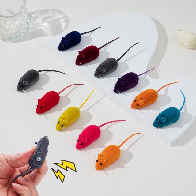 Wholesale Eco-Friendly Miniature Cat Toy Simulated Flocking Vinyl Mouse Sound-Making Bite-Resistant High Quality Interactive Toy