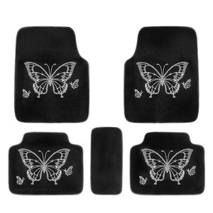 5 pièces tapis de sol de <span class=keywords><strong>voiture</strong></span> en cuir Bling <span class=keywords><strong>papillon</strong></span> <span class=keywords><strong>voiture</strong></span> intérieur antidérapant coussin de sol avant arrière tapis pour <span class=keywords><strong>voiture</strong></span> universelle - Product Image 6