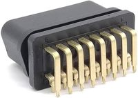 Conector chapado en oro macho OBD2 de 16 Pines, enchufe OBD de ángulo recto de 90 grados para automóvil para camión